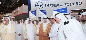 His Highness Sheikh Hamdan and Saeed Mohammed Al Tayer touring through L&T Stall at WETEX 2019 on Monday